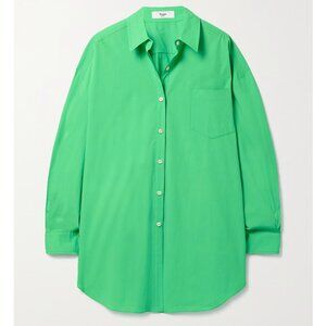 THE FRANKIE SHOP Melody Oversized Cotton Shirt - Island Green